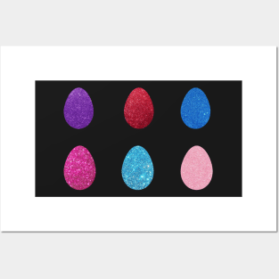 Colorful Faux Glitter Easter Eggs Posters and Art